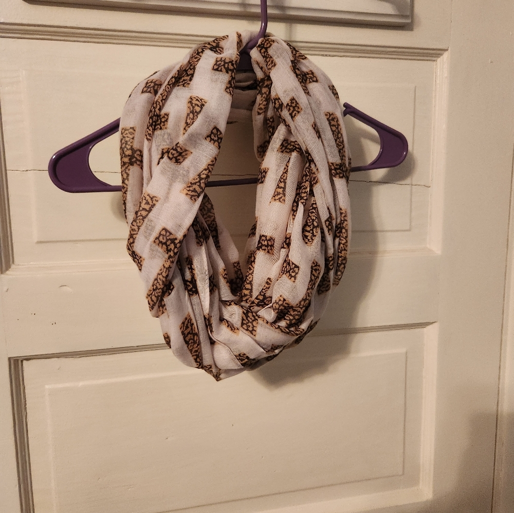 Leopard print cross infinity scarf